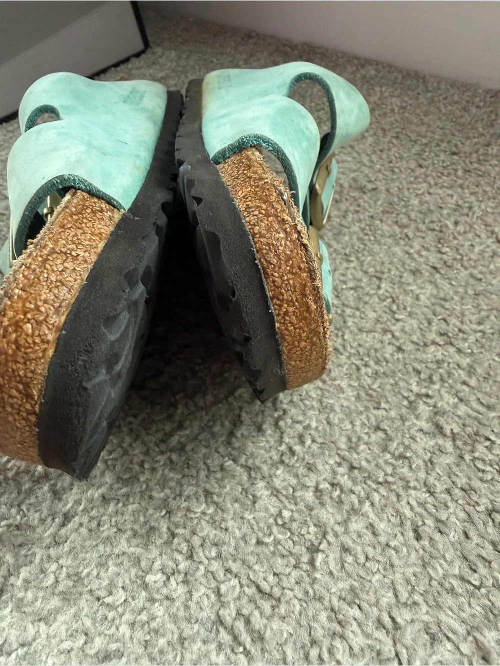 Birkenstock Arizona Womens Turquoise Suede Soft Footbed Women Size 40/9 Us Regul